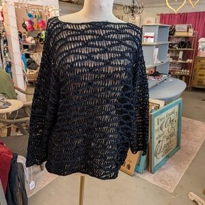 Chico's Midnight Blue Open-Knit Sweater